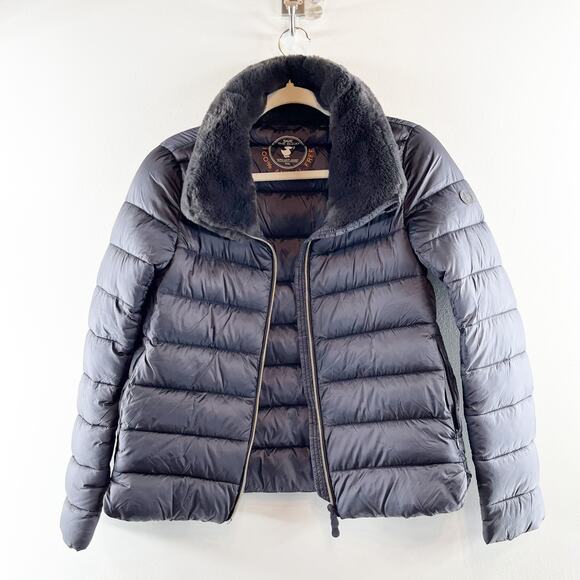 Save The Duck Mei Faux Fur Collar Puffer Coat Jacket Black XS - Picture 2 of 10